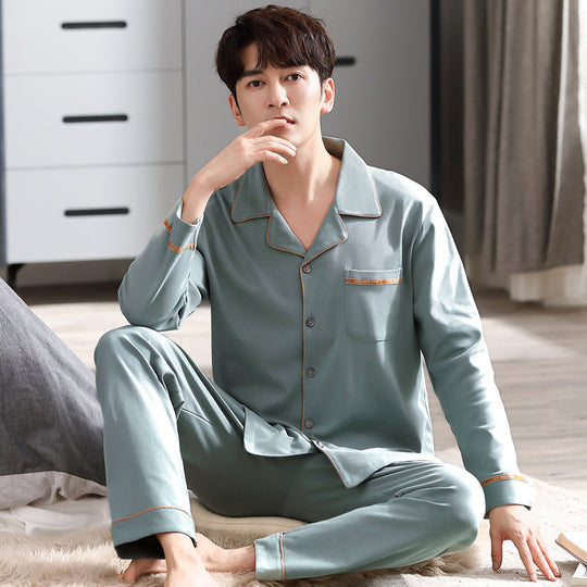 Herren-Pyjama-Set, Baumwolle, Langarm, verschiedene Größen