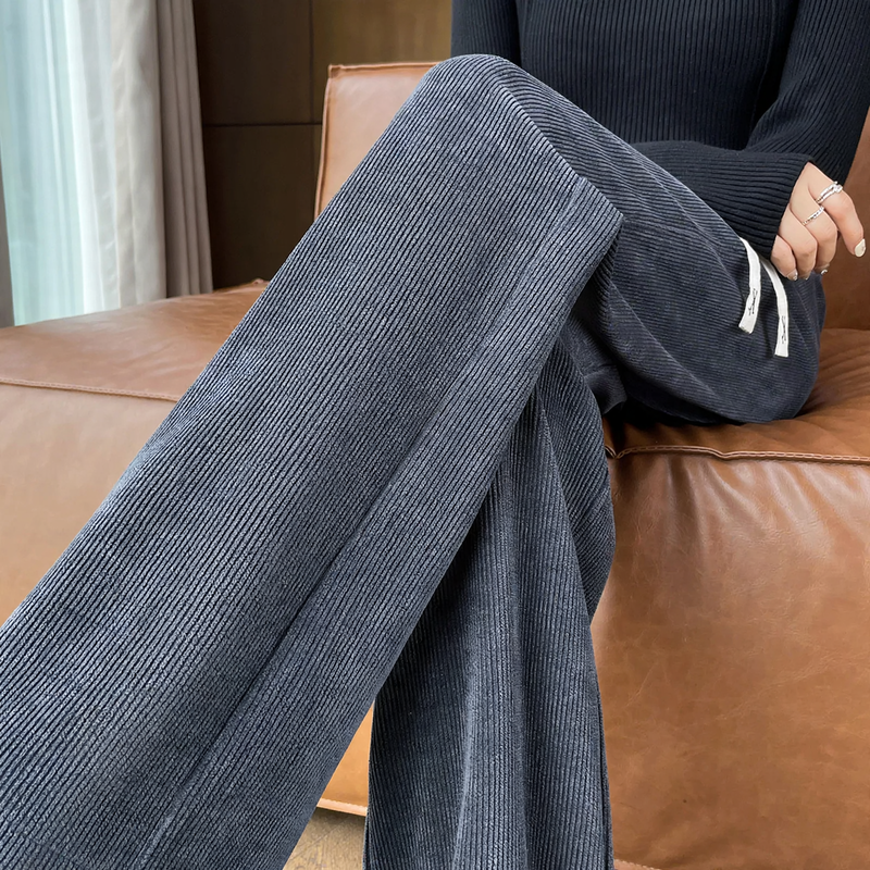 Chenille-Weithose für Damen, gerade geschnitten