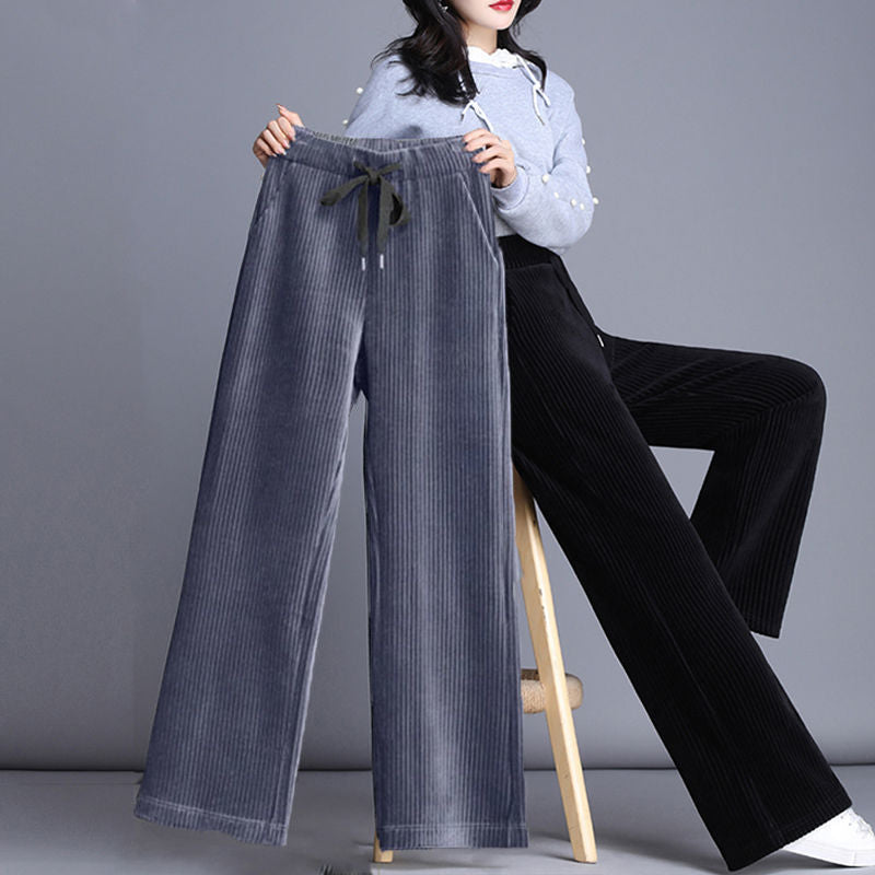 Damen-Cordhose mit weitem Bein, gefüttert