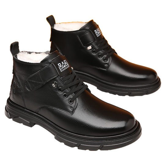 Gefütterte Herren-Winterstiefel, High-Top, PU-Leder