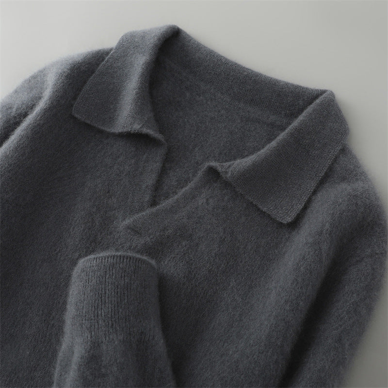 Herren-Wollpullover mit Kragen, Business-Casual