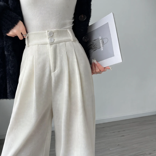 Damen-Cordhose, gefüttert, gerader Schnitt