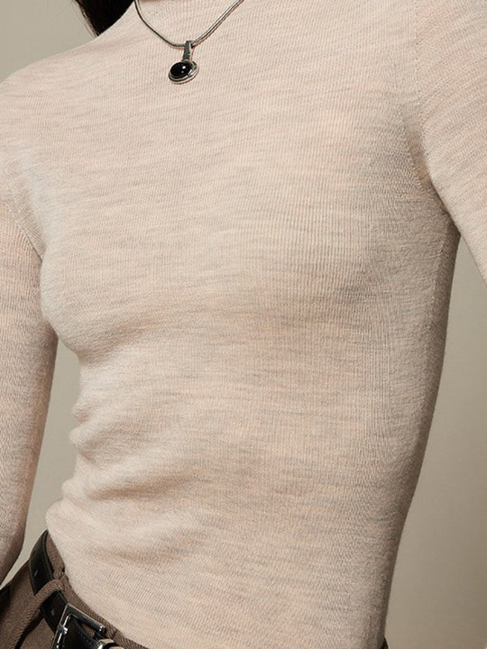 Damen-Rollkragenpullover, 100% Wolle, nahtlos