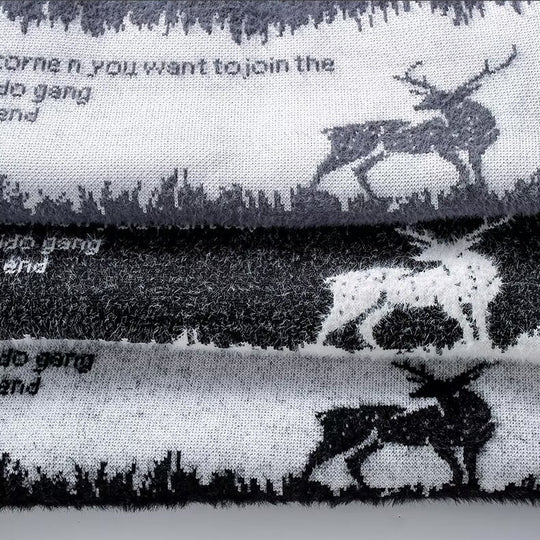 Herren-Strickpullover mit Rentier-Motiv und Stehkragen