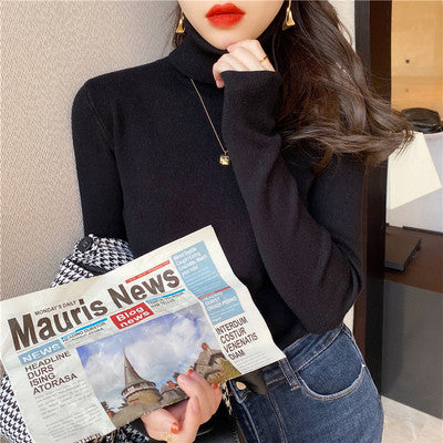 Damen-Strickpullover mit Stehkragen, schmal geschnitten