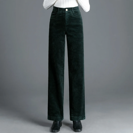 Gefütterte Cordhose für Damen, hoch geschnitten, gerade Passform