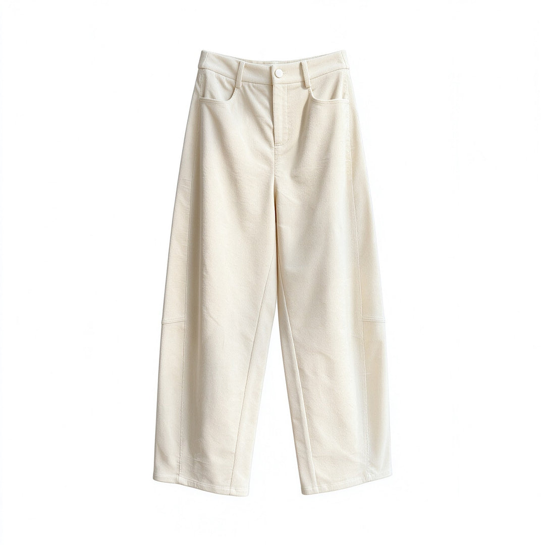 Damen-Kordhose mit hohem Bund, 7/8-Länge