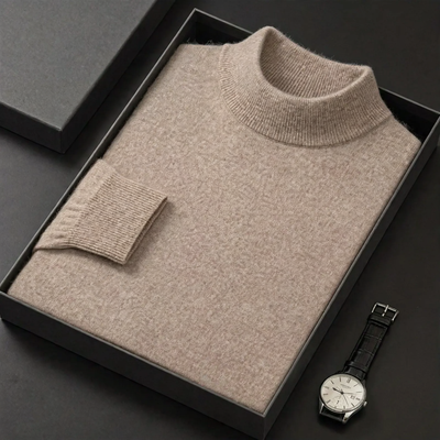 Herren-Wollpullover mit Rollkragen, schlicht und warm