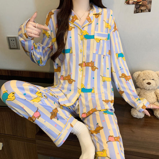 Damen-Pyjama-Set, langärmelig, mit Sternenmuster
