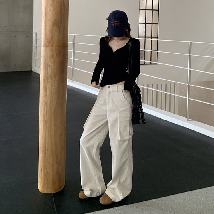 Lockere Cord-Freizeithose aus Baumwolle, gerade geschnitten
