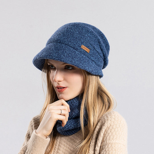 Strickmützen- und Schal-Set mit Futter