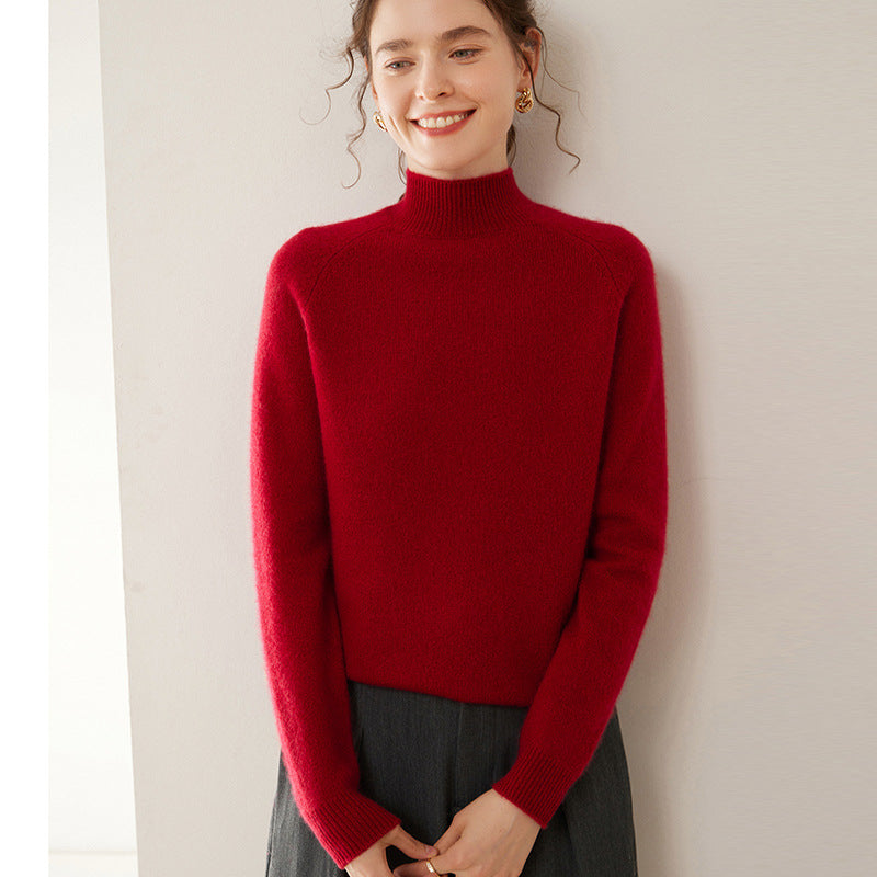 Damen-Kaschmirpullover, Stehkragen, weich und figurschmeichelnd