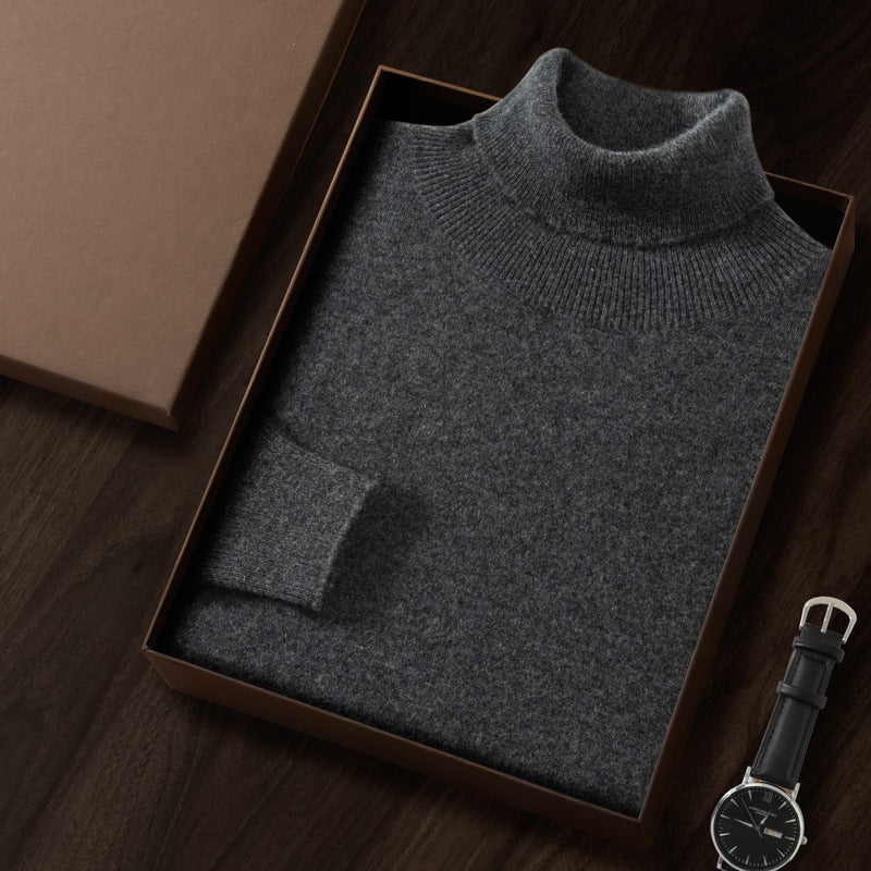 Herren-Kaschmirpullover, hoher Kragen, Business-Casual
