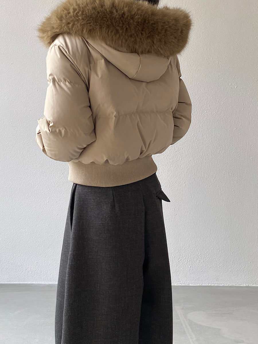 Kurze Daunenjacke für Damen, 90% weiße Entendaunen
