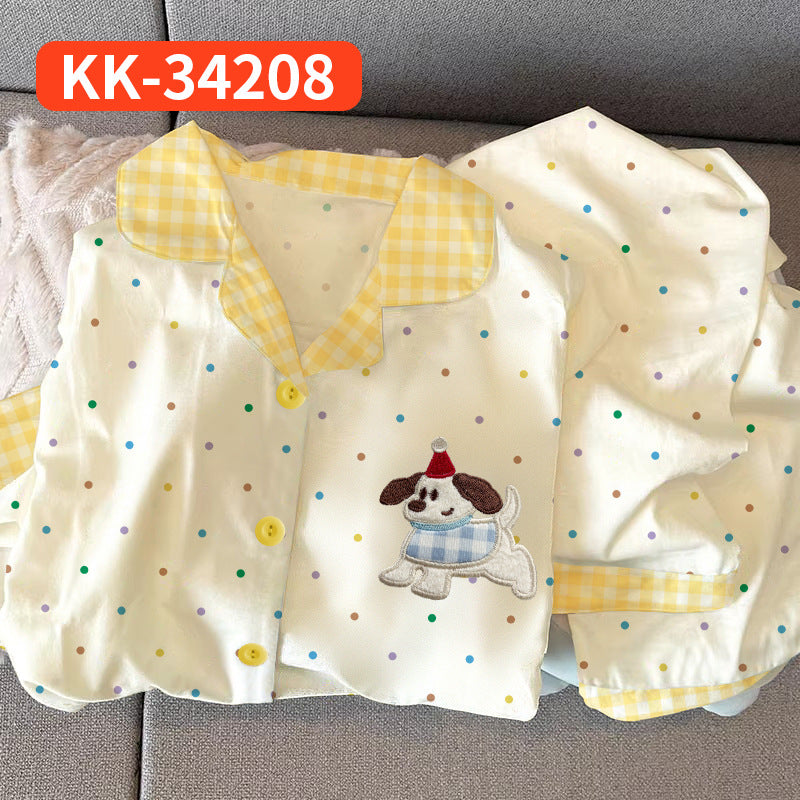 Damen-Pyjama-Set, langärmelig, mit Sternenmuster