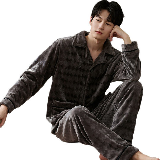 Herren-Schlafanzug-Set, Flanell, warm