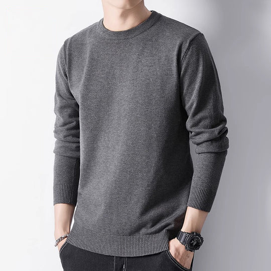 Herren-Pullover mit Rundhalsausschnitt und Innenfutter
