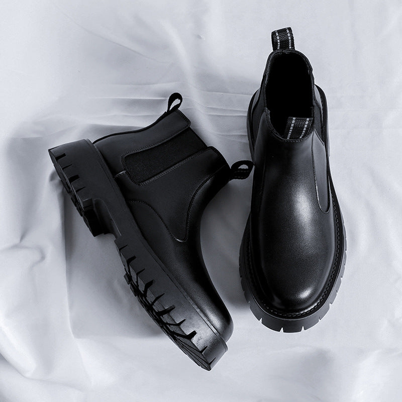 Herren-Chelsea-Stiefel, Mikrofaser, Gummisohle
