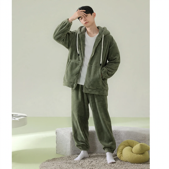Gefütterter Kapuzen-Schlafanzug mit Reißverschluss, Unisex