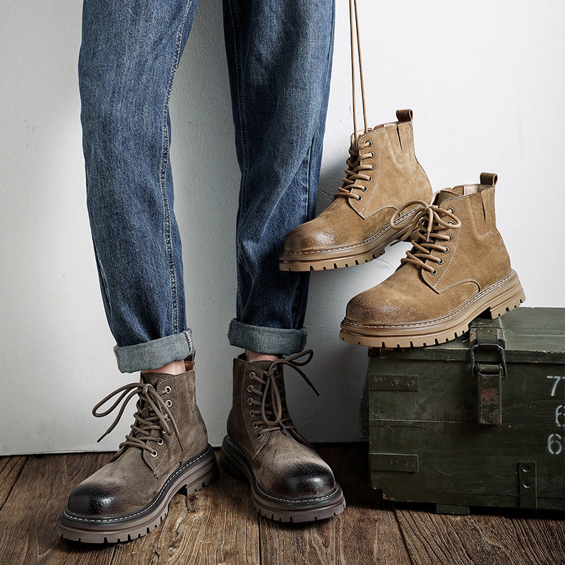 Herren-Chelsea-Boots, mittelhoher Schaft, Schweinsleder