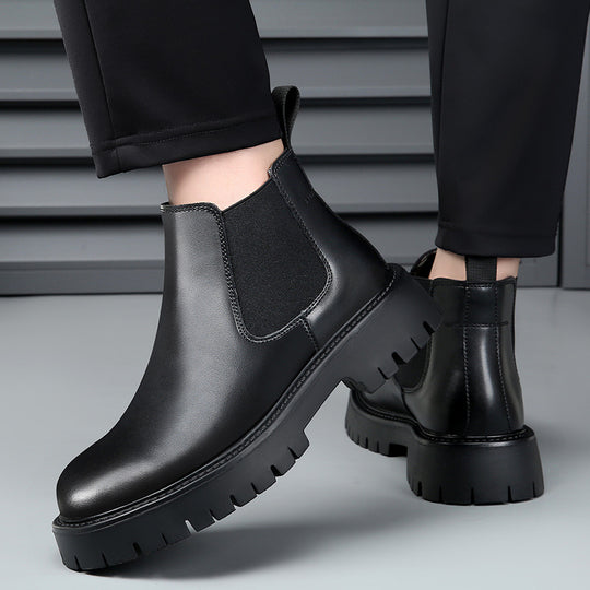 Herren-Lederstiefel, gefüttert, rutschfest, Business-Stil