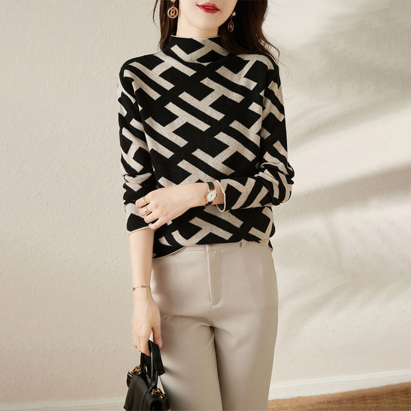 Damen-Strickpullover mit Buchstaben-Muster