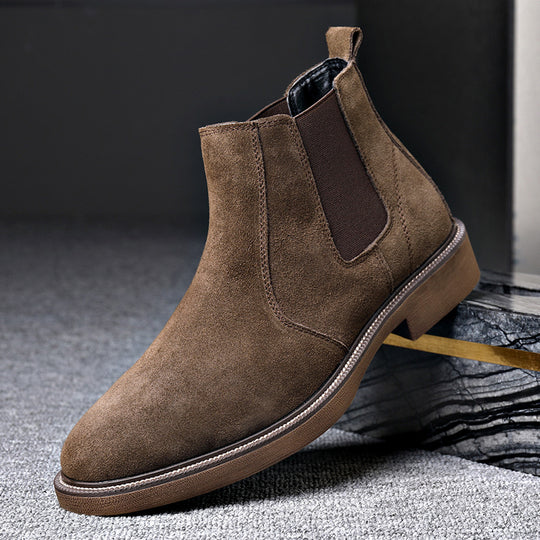 Herren-Chelsea-Boots, Rindsleder, gefüttert, spitz zulaufend