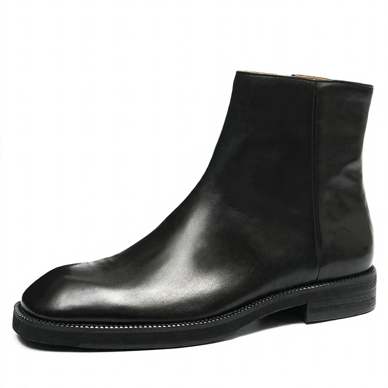 Herren-Chelsea-Stiefel, Rindsleder, rutschfeste Gummisohle