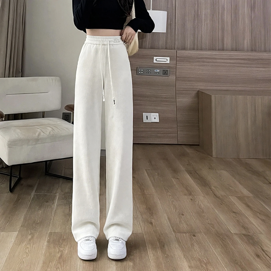 Gefütterte Cord-Freizeithose mit hohem Bund