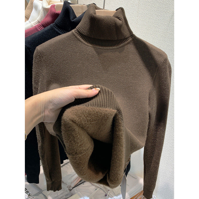 Herren-Strickpullover mit Fleecefutter und Stehkragen