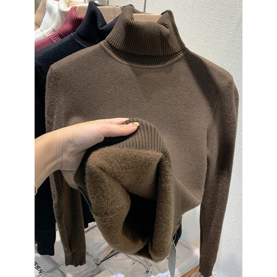 Herren-Strickpullover mit Fleecefutter und Stehkragen