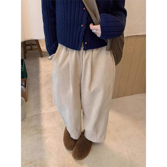Damen-Cordhose, große Größen, gefüttert, weit geschnitten