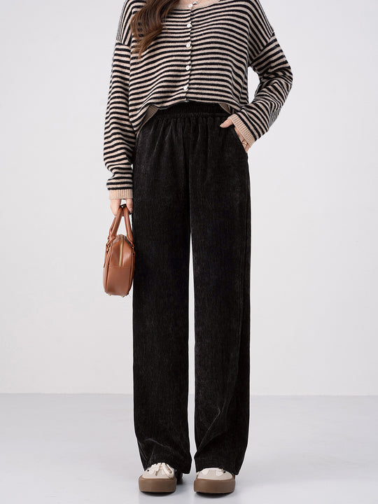 Chenille-Kord-Hose mit weitem Bein, warm und fließend