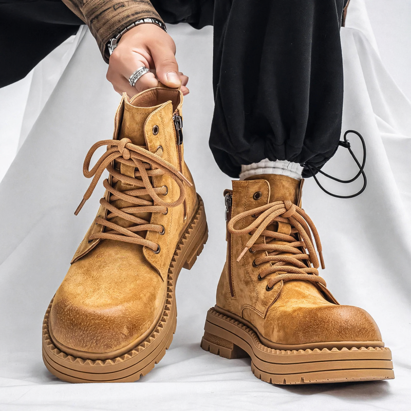 Robuste Herren-Stiefel, Vintage-Stil, Schnürung