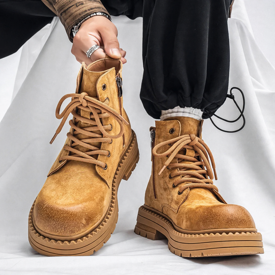 Robuste Herren-Stiefel, Vintage-Stil, Schnürung