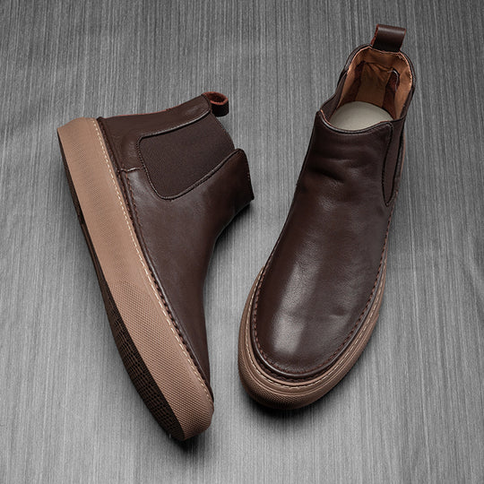 Herren-Stiefel aus Narbenleder, gefüttert