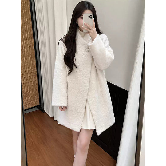 Damen-Teddy-Fleecejacke in Weiß