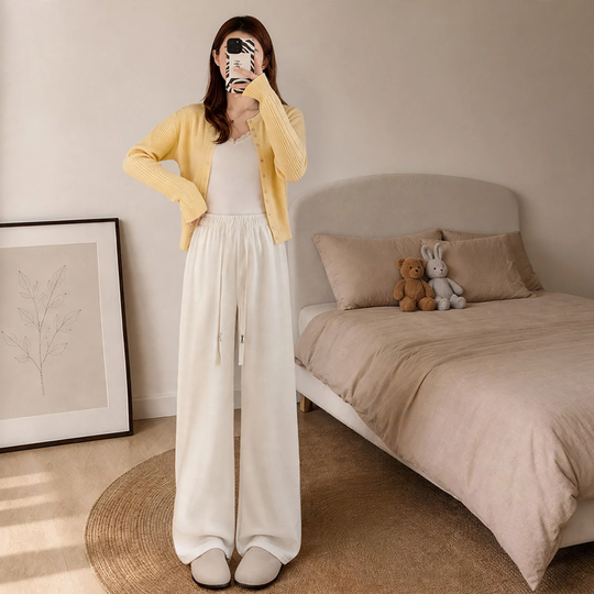 Damen-Cordhose mit weitem Bein, locker geschnitten