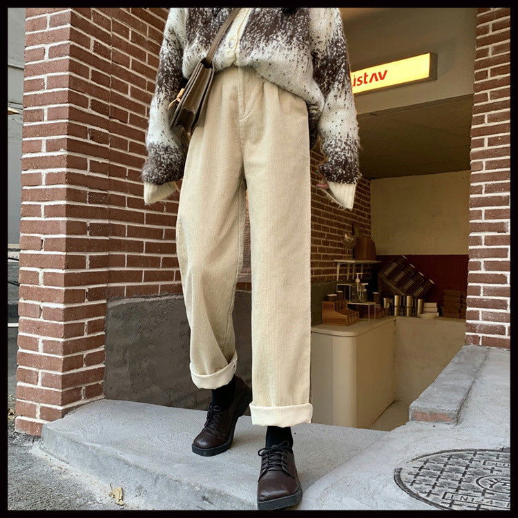 Damen-Cordhose mit weitem Bein, Vintage-Stil