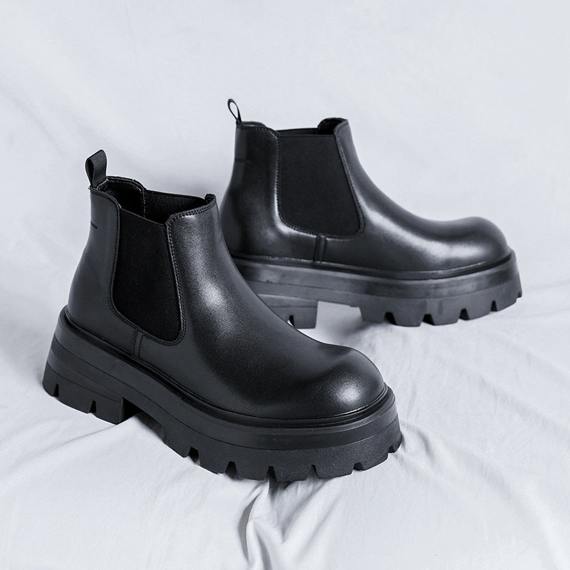 Herren-Chelsea-Stiefel, Plateau, Mikrofaser