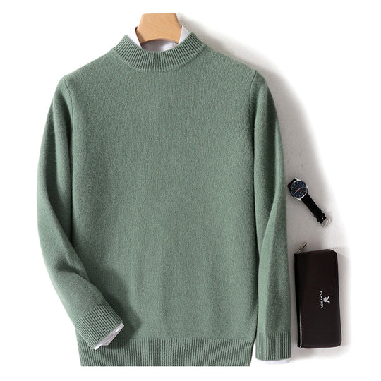 Herren-Wollpullover, Stehkragen, Business-Casual