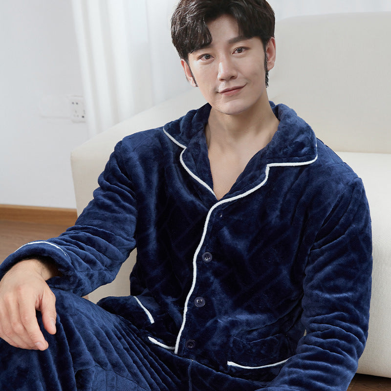 Warmer Herren-Hausanzug aus Flanell