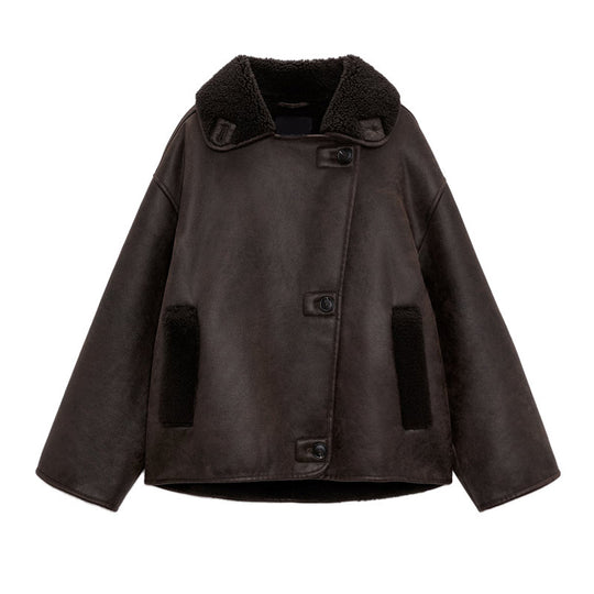 Vintage-Wendejacke mit Lammfleece-Optik