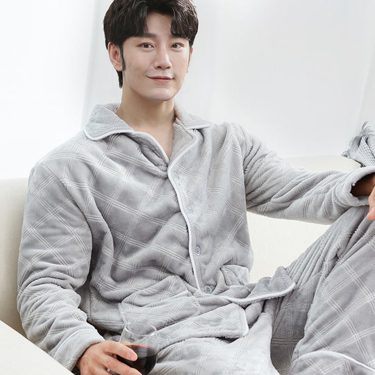 Warmer Herren-Hausanzug aus Flanell