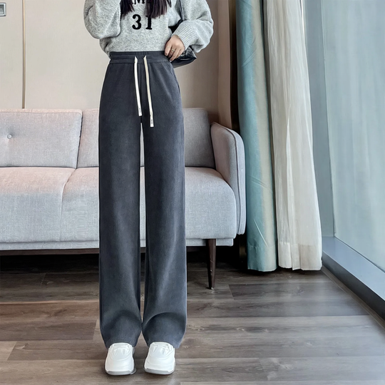 Gefütterte Cord-Freizeithose mit hohem Bund