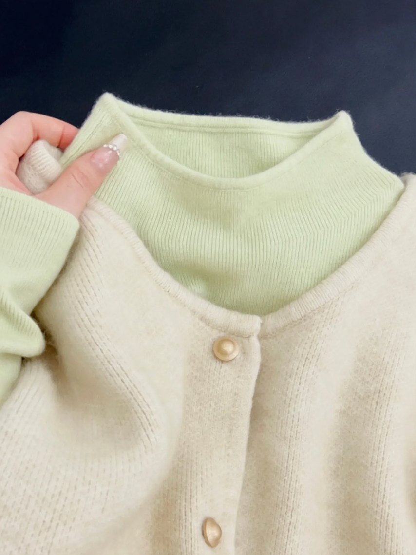 Damen-Strickpullover mit Stehkragen, vielseitiges Basic