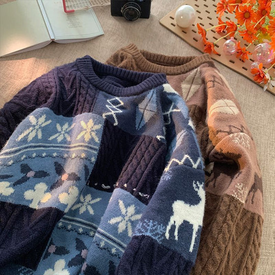 Unisex Strickpullover, gefüttert, Oversized