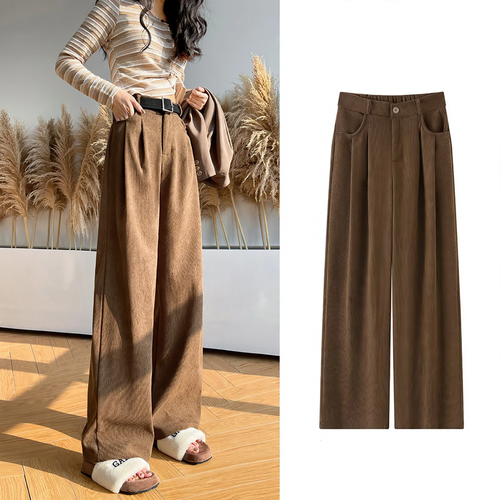 Damen-Cordhose im Anzughosen-Stil, weit geschnitten
