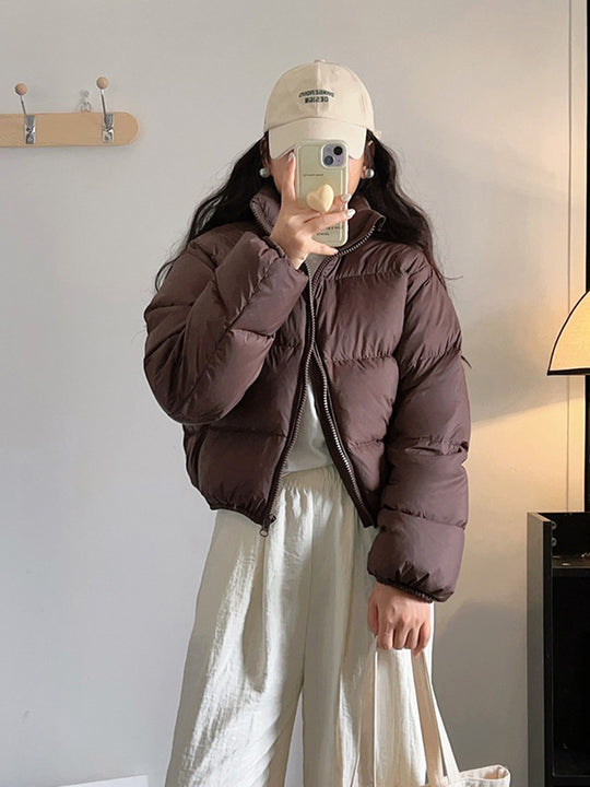 Kurze, wattierte Damen-Winterjacke im Puffer-Stil