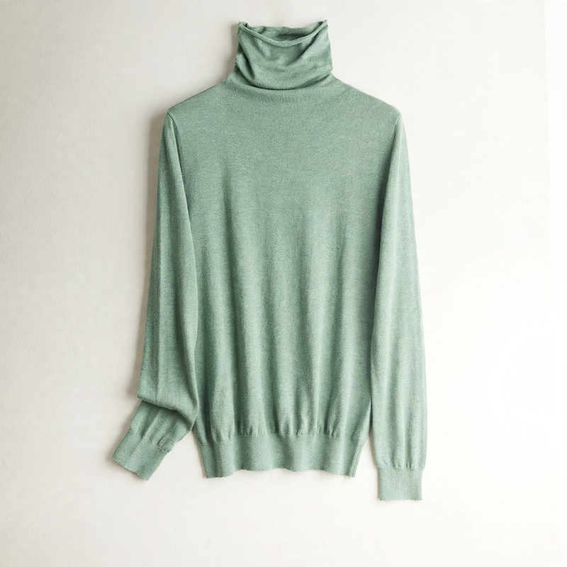 Damen-Strickpullover aus Seide, Stehkragen